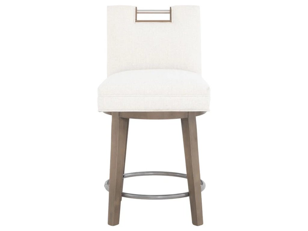 Nickel Metal Pull Short Back Swivel Counter Stool  - image 3