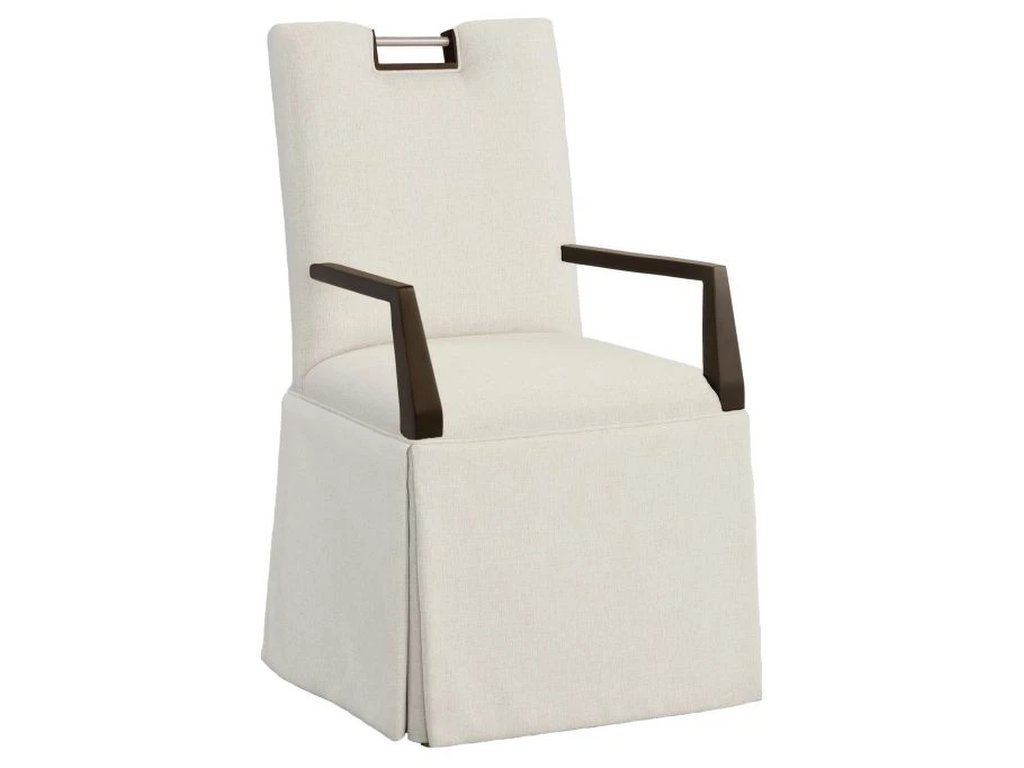Nickel Metal Pull Back Skirted Arm Chair  - main image