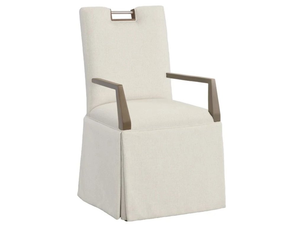Nickel Metal Pull Back Skirted Arm Chair  - image 1