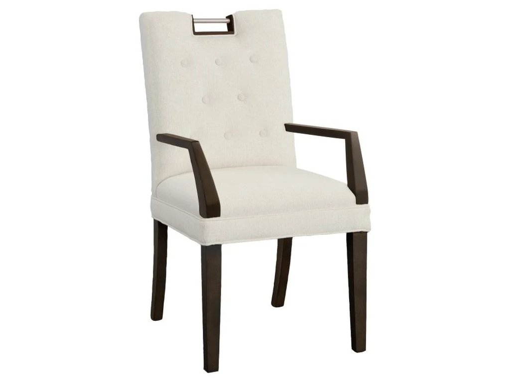 Nickel Metal Pull Short Button Back Arm Chair  - main image
