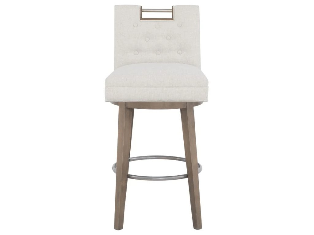 Nickel Metal Pull Short Button Back Swivel Bar Stool  - image 3