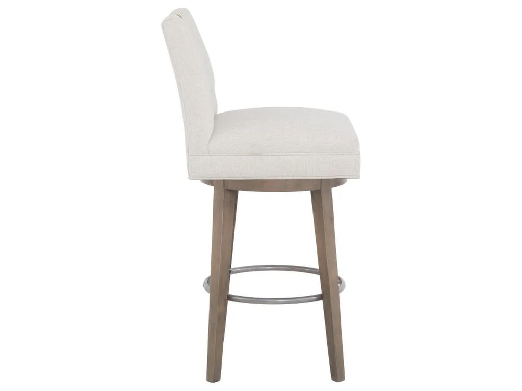 Nickel Metal Pull Short Button Back Swivel Bar Stool  - image 2