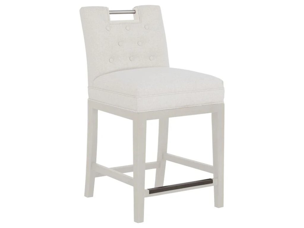 Nickel Metal Pull Short Button Back Counter Stool  - main image