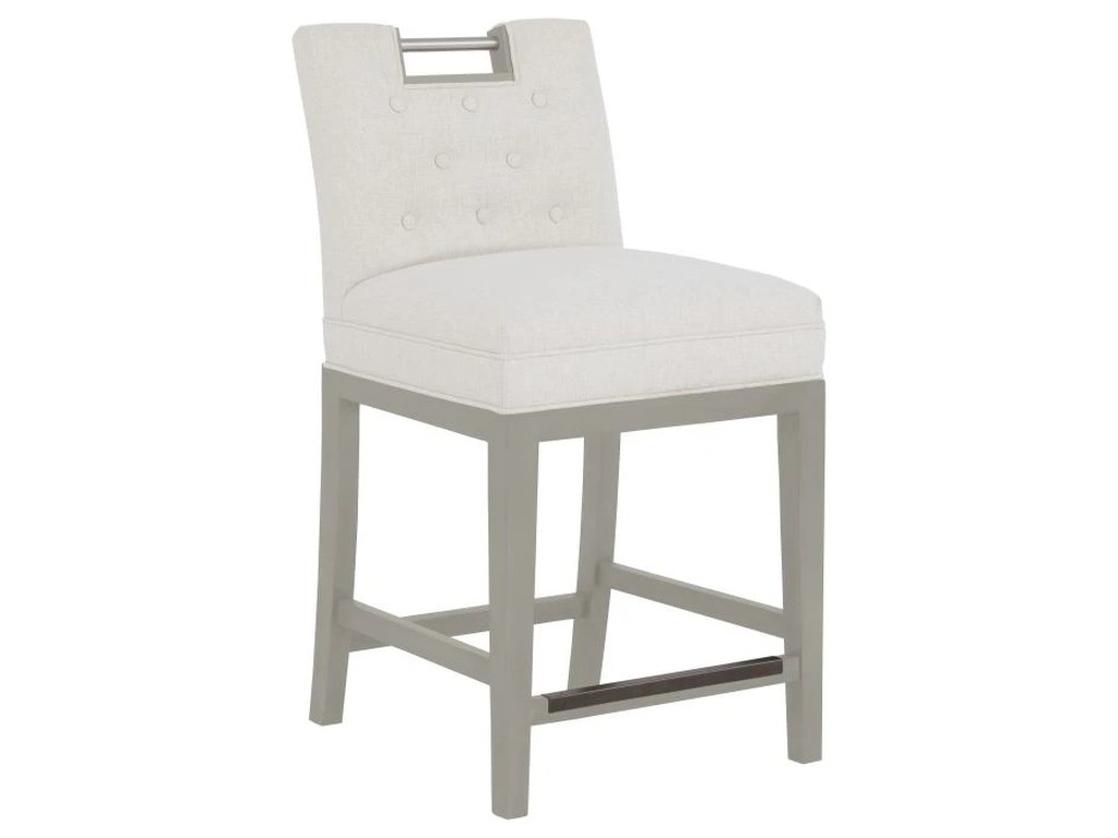 Nickel Metal Pull Short Button Back Counter Stool  - main image