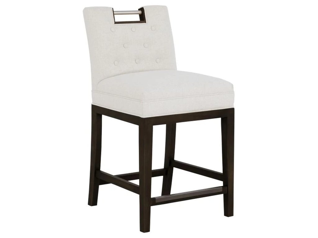Nickel Metal Pull Short Button Back Counter Stool  - main image