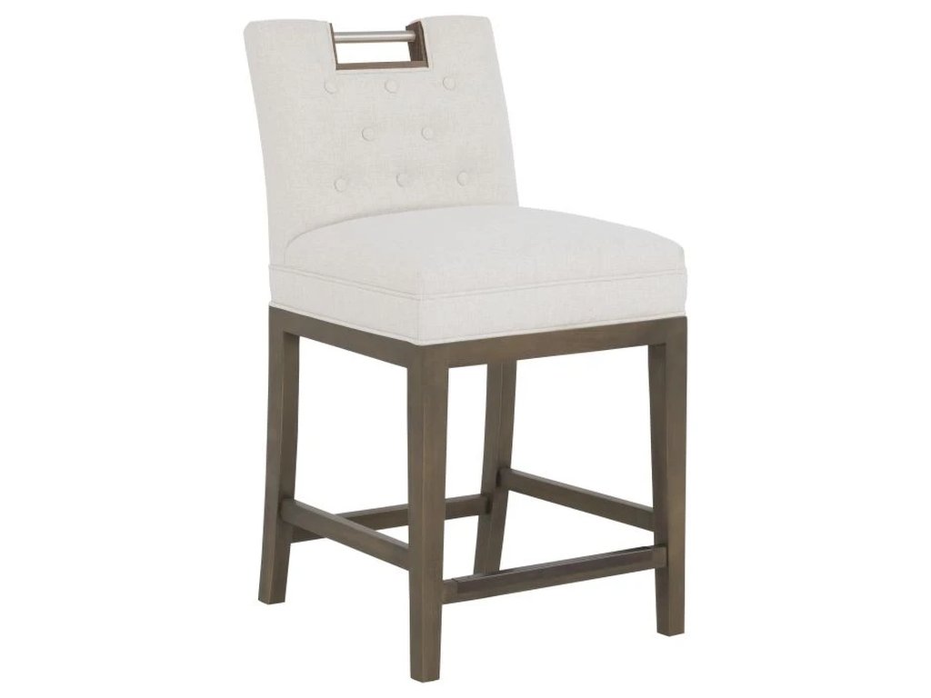 Nickel Metal Pull Short Button Back Counter Stool  - image 1