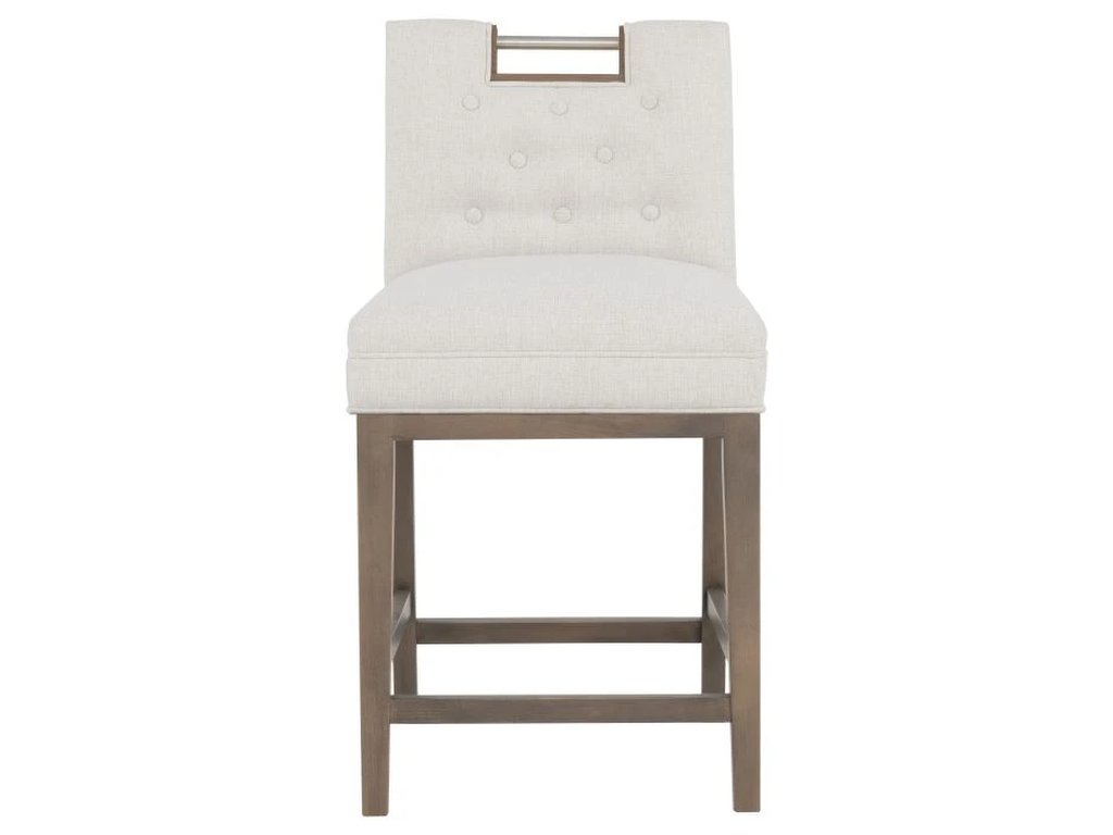 Nickel Metal Pull Short Button Back Counter Stool  - image 4