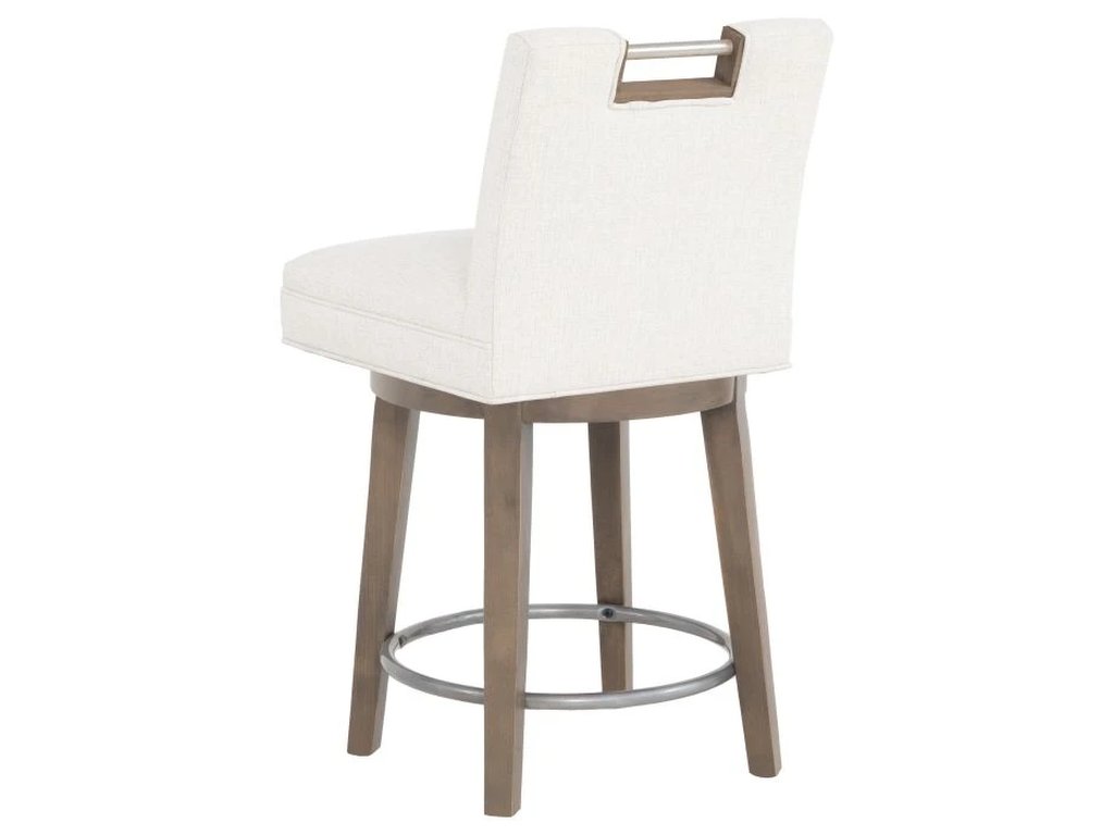 Nickel Metal Pull Short Button Back Swivel Counter Stool  - image 1