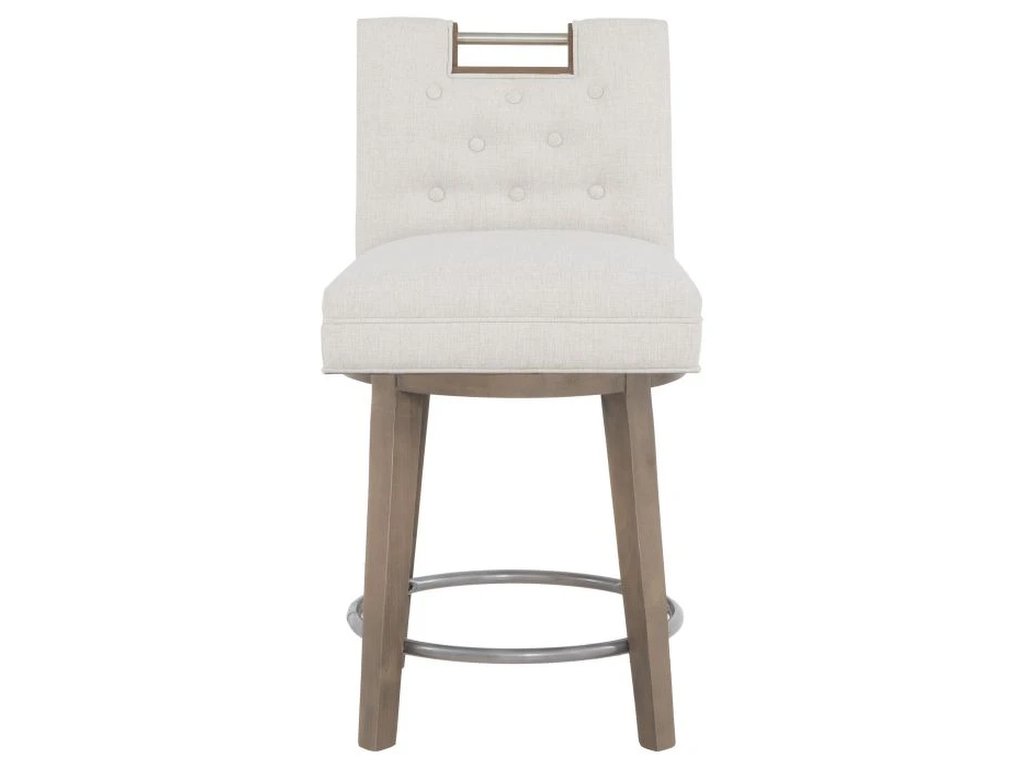Nickel Metal Pull Short Button Back Swivel Counter Stool  - image 3