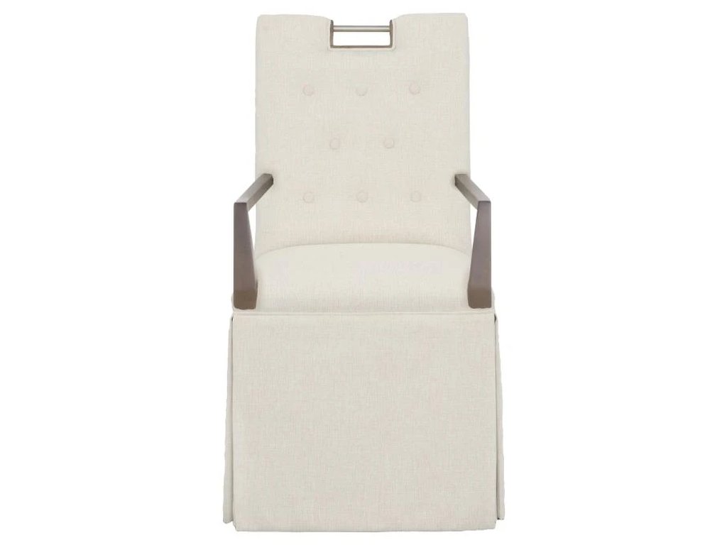 Nickel Metal Pull Button Back Skirted Arm Chair  - image 3