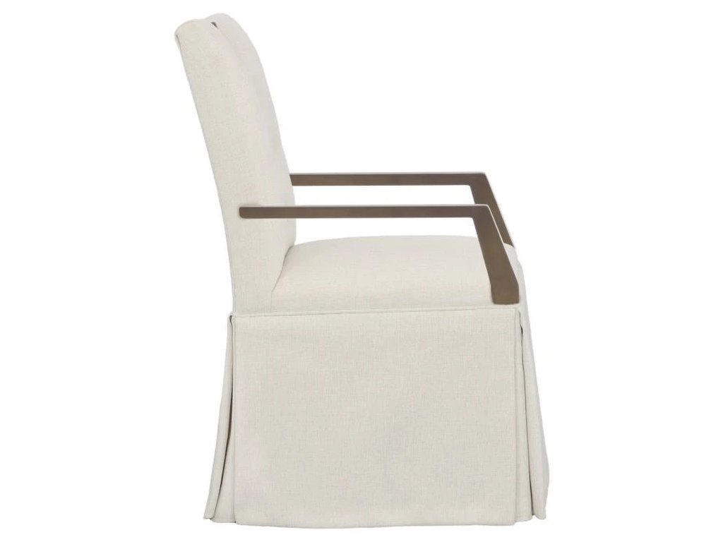 Nickel Metal Pull Button Back Skirted Arm Chair  - image 2
