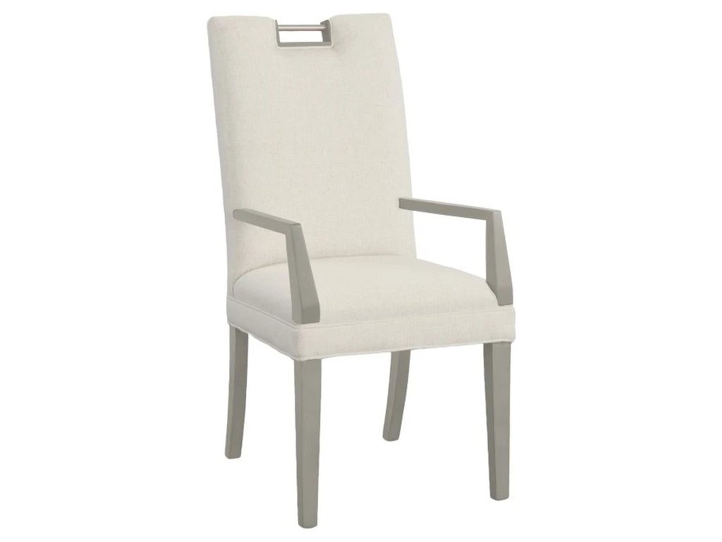 Nickel Metal Pull Tall Back Arm Chair  - main image