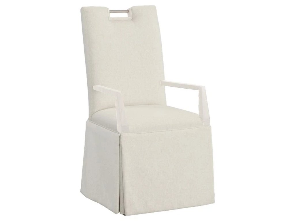 Nickel Metal Pull Tall Back Skirted Arm Chair  - main image
