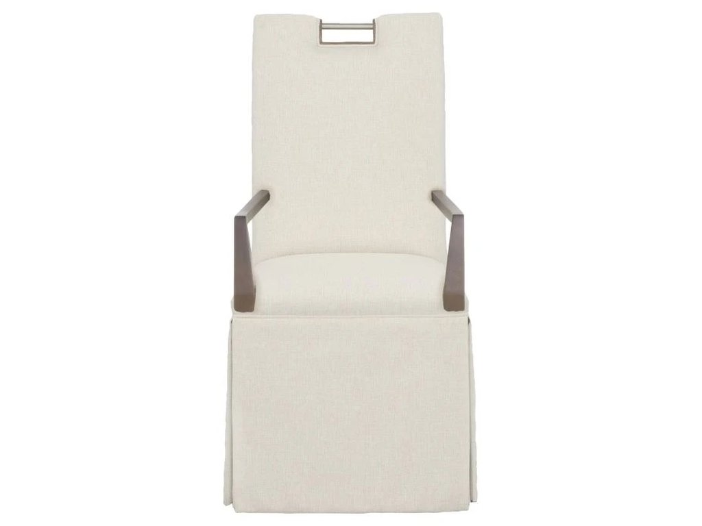 Nickel Metal Pull Tall Back Skirted Arm Chair  - image 4