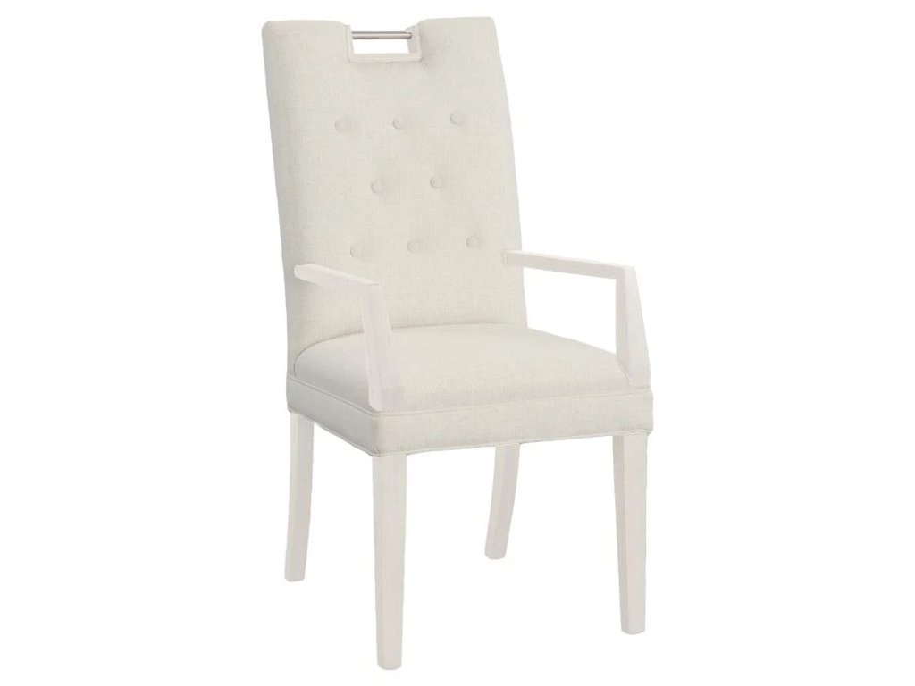 Nickel Metal Pull Tall Button Back Arm Chair  - main image