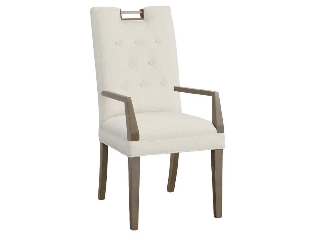 Nickel Metal Pull Tall Button Back Arm Chair  - main image