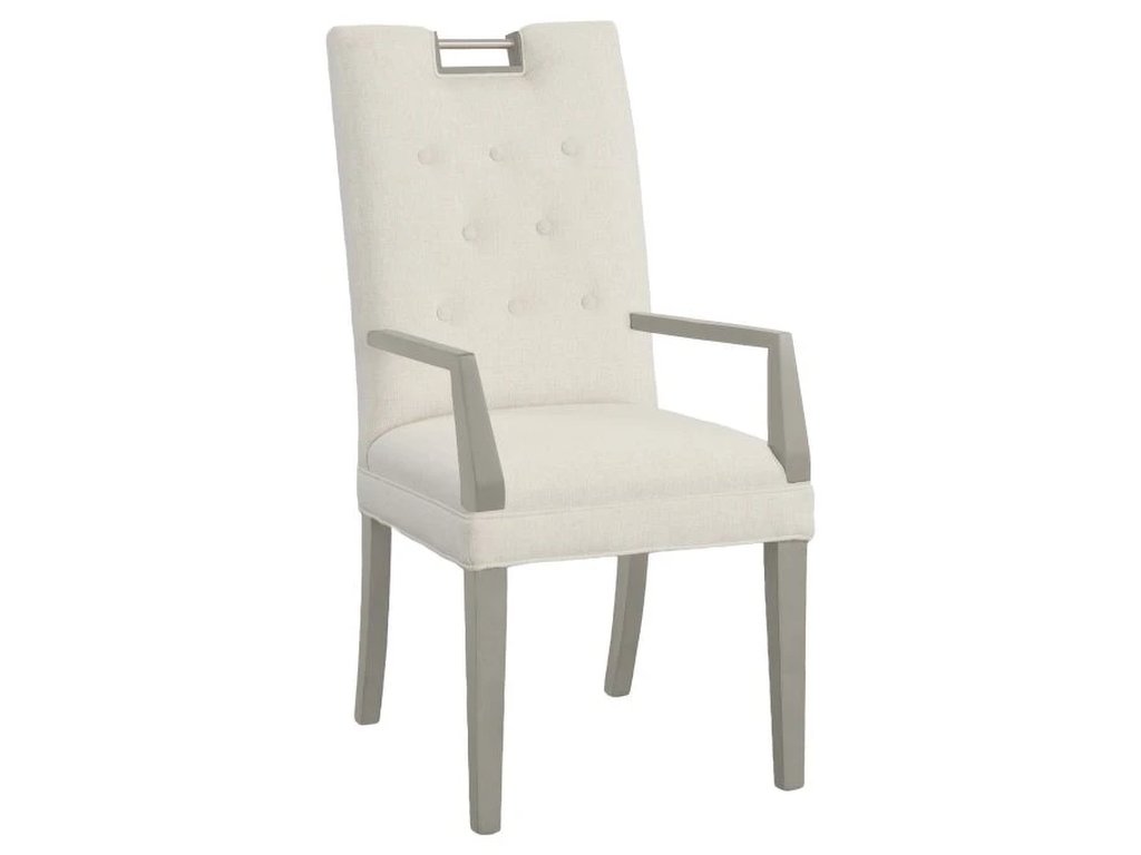 Nickel Metal Pull Tall Button Back Arm Chair  - main image