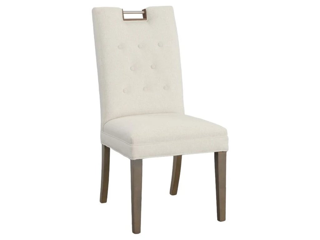 Nickel Metal Pull Tall Button Back Side Chair  - image 1