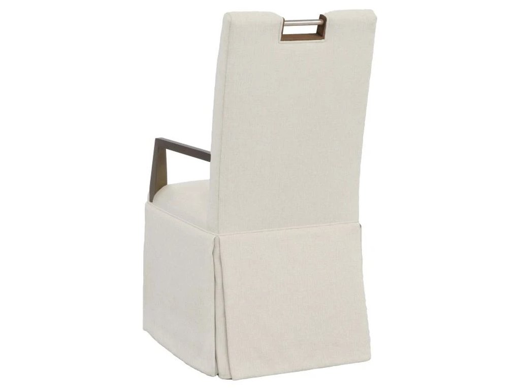 Nickel Metal Pull Tall Button Back Skirted Arm Chair  - image 2