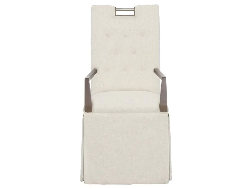 Nickel Metal Pull Tall Button Back Skirted Arm Chair  - image 4
