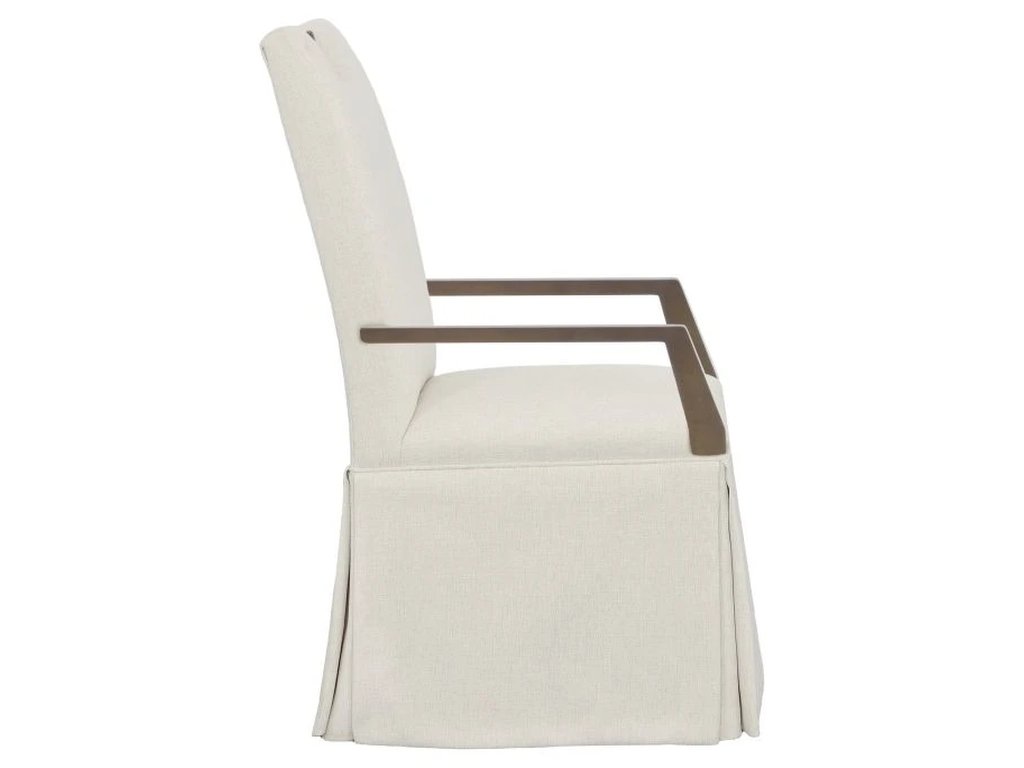 Nickel Metal Pull Tall Button Back Skirted Arm Chair  - image 3