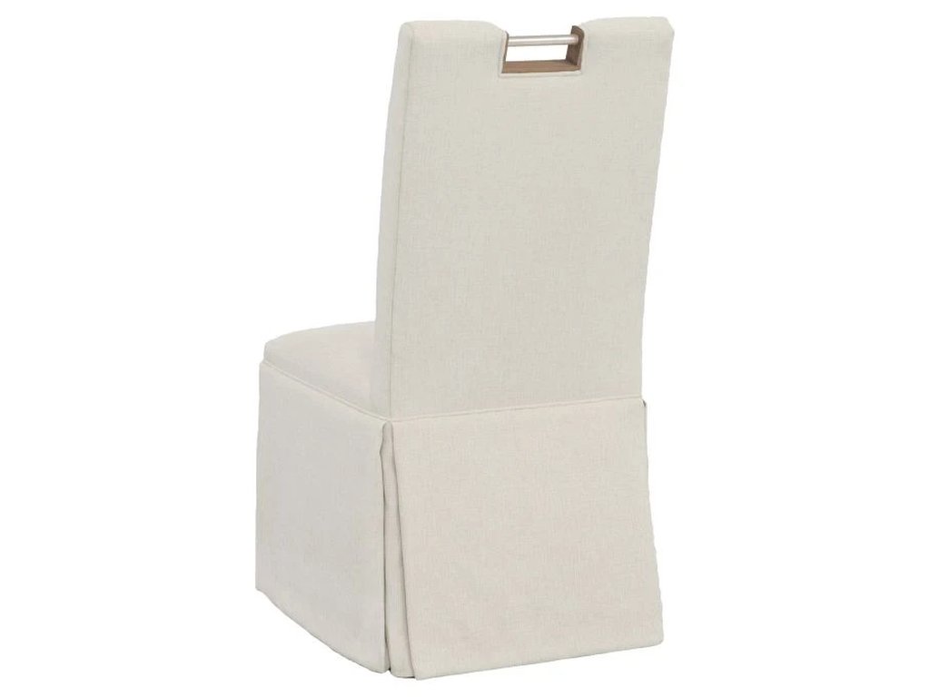 Nickel Metal Pull Tall Button Back Skirted Side Chair  - image 2