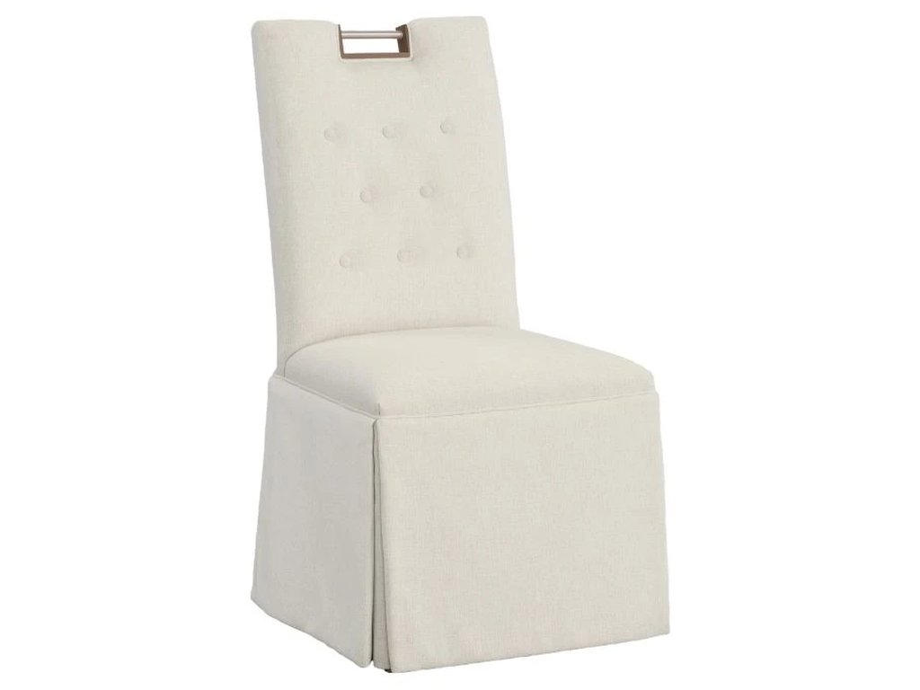 Nickel Metal Pull Tall Button Back Skirted Side Chair  - image 1