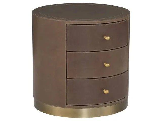 Three Drawer Round End Table 