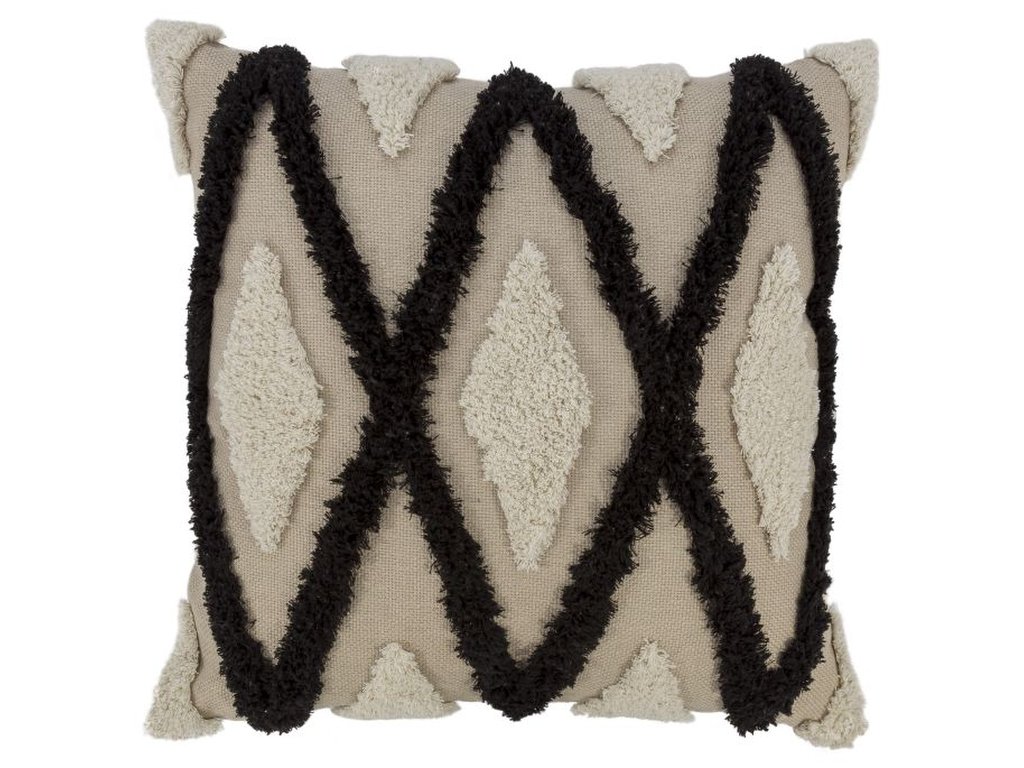 Zara Black Textured Embroidered Throw Pillow  - main image
