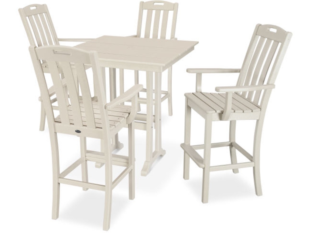 Yacht Club 5-Piece Farmhouse Trestle Arm Chair Bar Set - main image