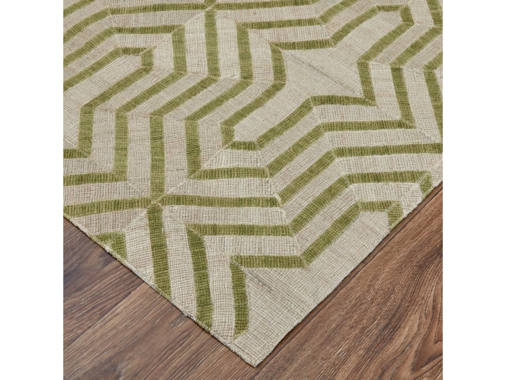 Bermuda II Transitional Geometric, Green/Ivory, 9' x 12' Area Rug - image 3