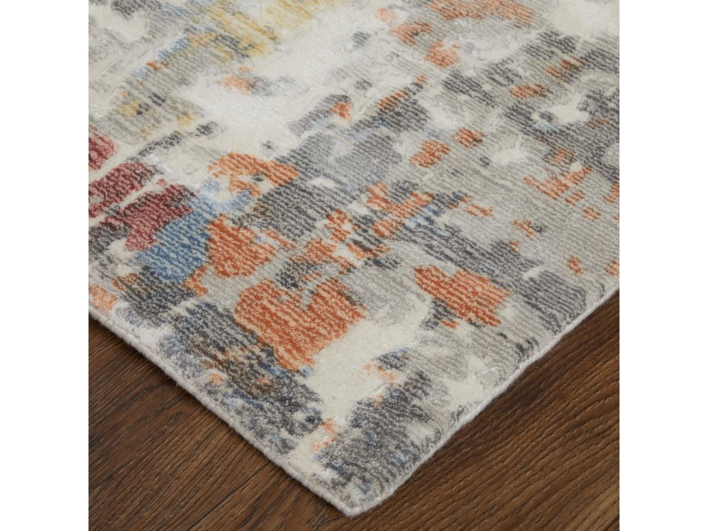 Braden Modern Abstract, Gray/Orange/Tan, 8' x 10' Area Rug - image 1