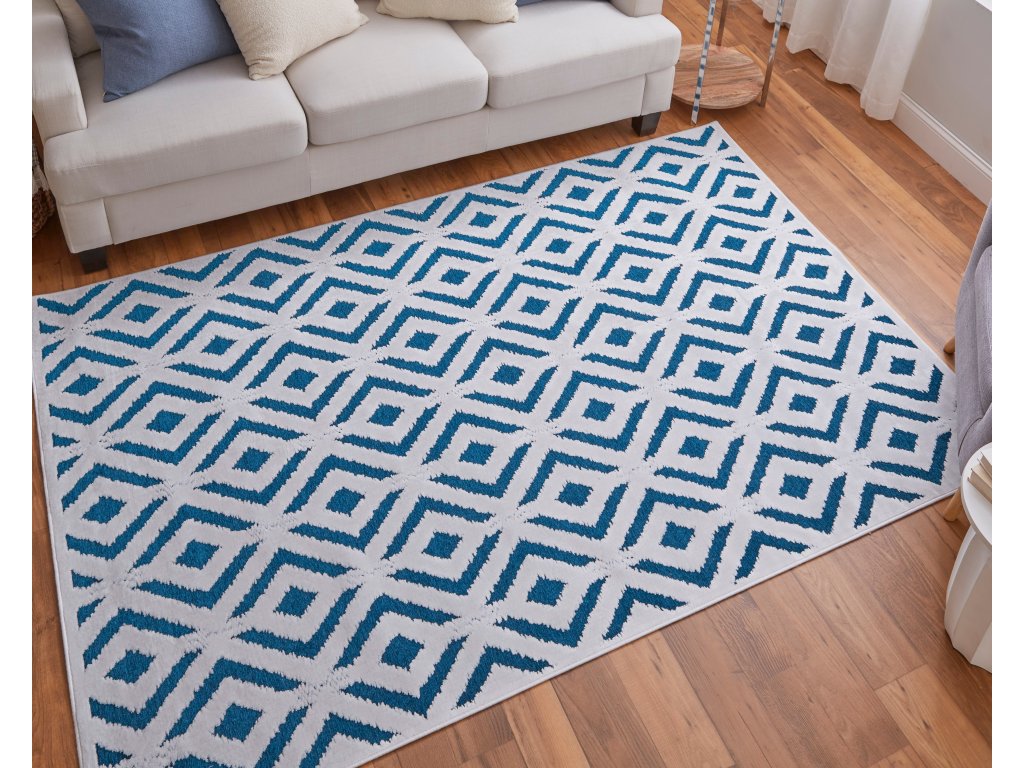 Saphir Mira Modern Solid, Blue/Green/White, 9'-8" x 12'-7" Area Rug - image 1