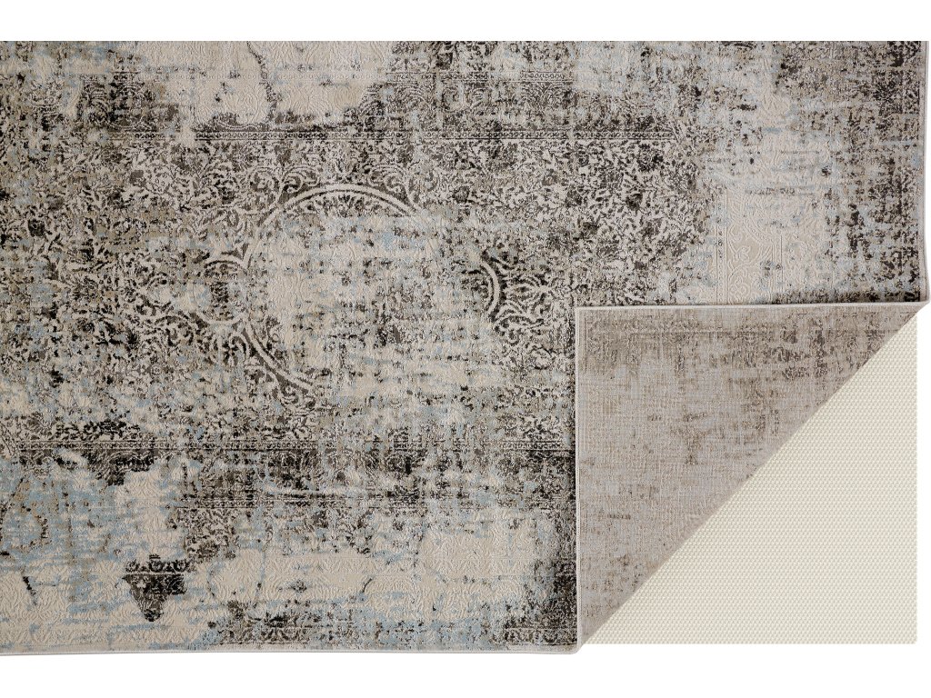 Prasad Modern Distressed, Gray/Blue/Ivory, 1'-8" x 2'-10" Accent Rug - image 4
