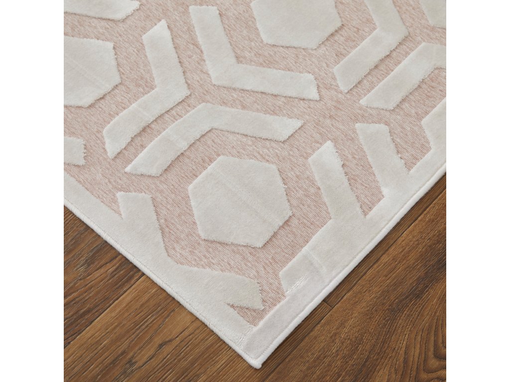 Saphir Mira Modern Geometric, Pink/White, 9'-8" x 12'-7" Area Rug - image 2