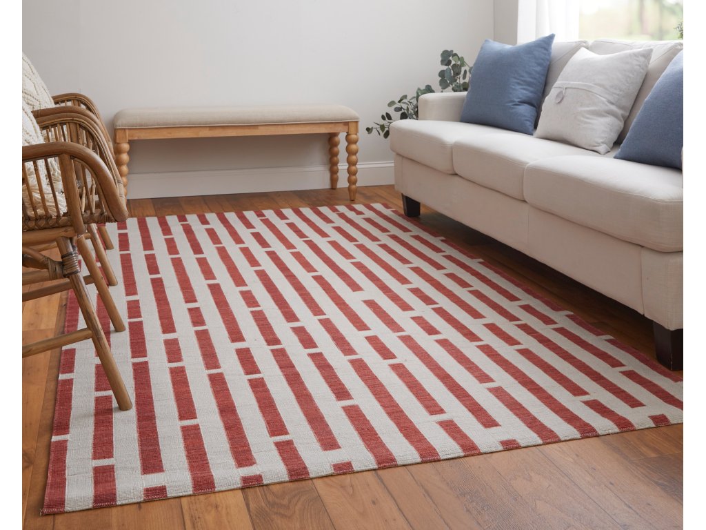 Bermuda II Transitional Geometric, Red/Ivory, 9' x 12' Area Rug - image 2