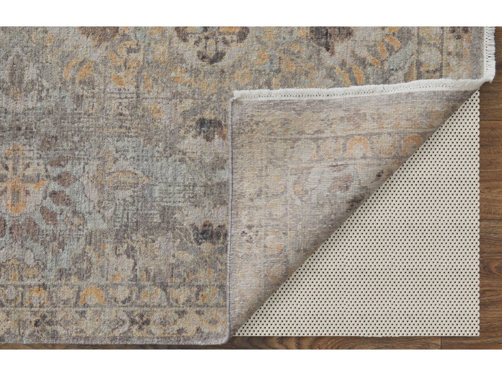 Rowen Transitional Damask, Taupe/Gray/Orange, 7'-9" x 9'-9" Area Rug - image 3