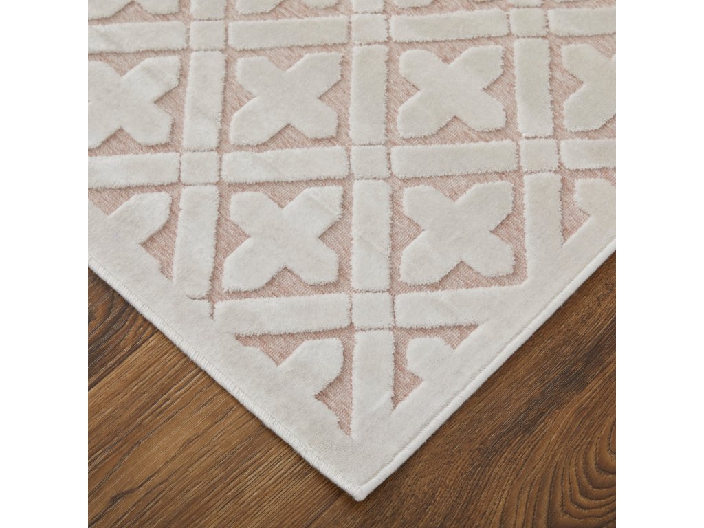 Saphir Mira Modern Geometric, Pink/White, 9'-8" x 12'-7" Area Rug - image 2