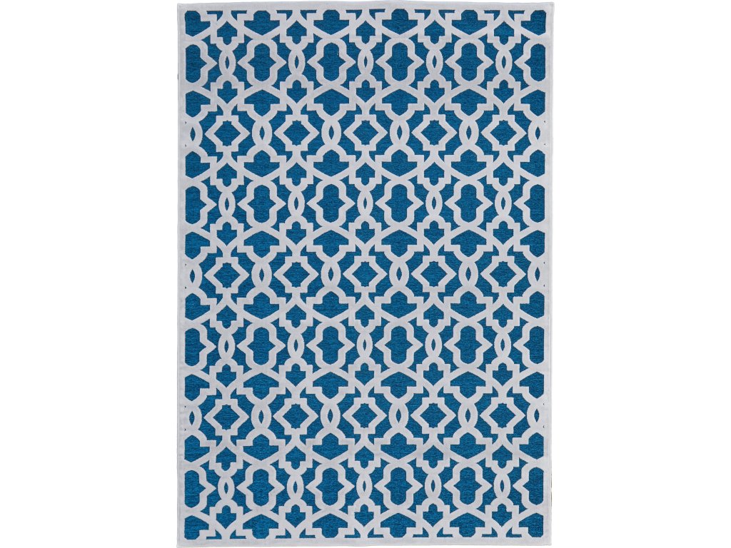 Saphir Mira Modern Geometric, Blue/Green/White, 9'-8" x 12'-7" Area Rug - main image