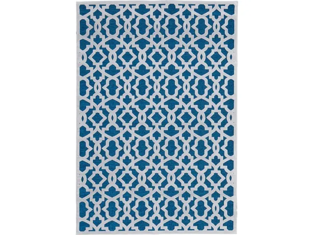 Saphir Mira Modern Geometric, Blue/Green/White, 9'-8" x 12'-7" Area Rug