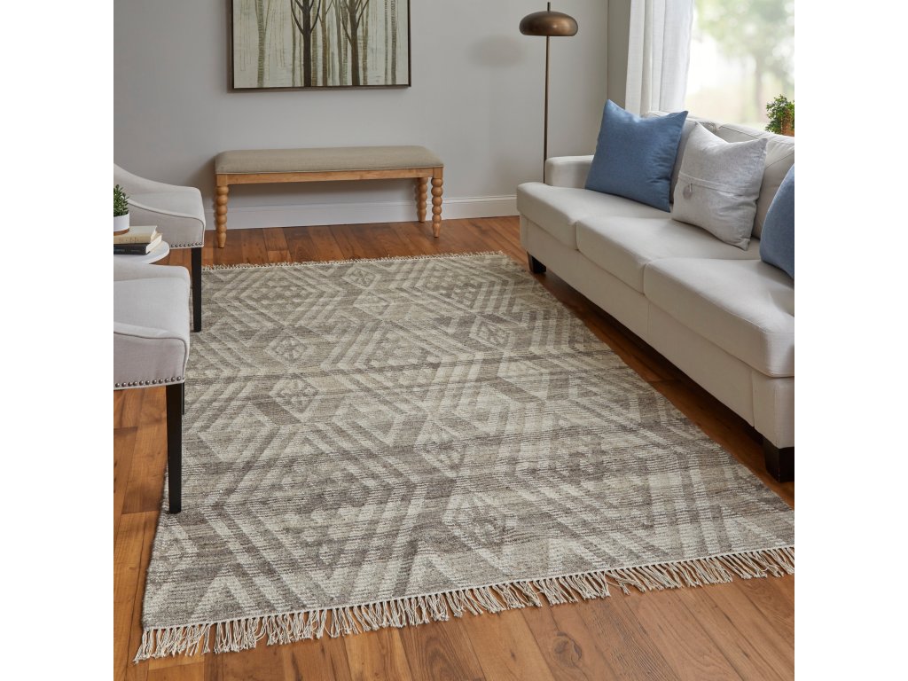 Savona Transitional Diamond, Taupe/Ivory/Gray, 10' x 14' Area Rug - image 2