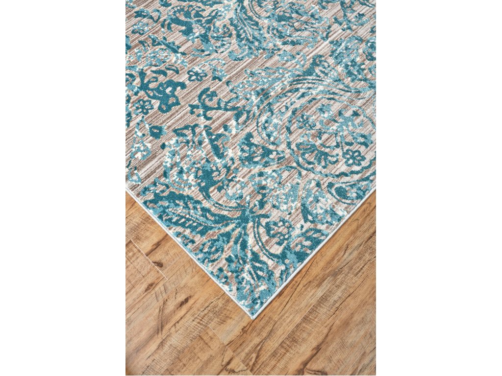 Keats Transitional Distressed, Blue/Taupe/Ivory, 8'-9" x 8'-9" Round Rug - image 1