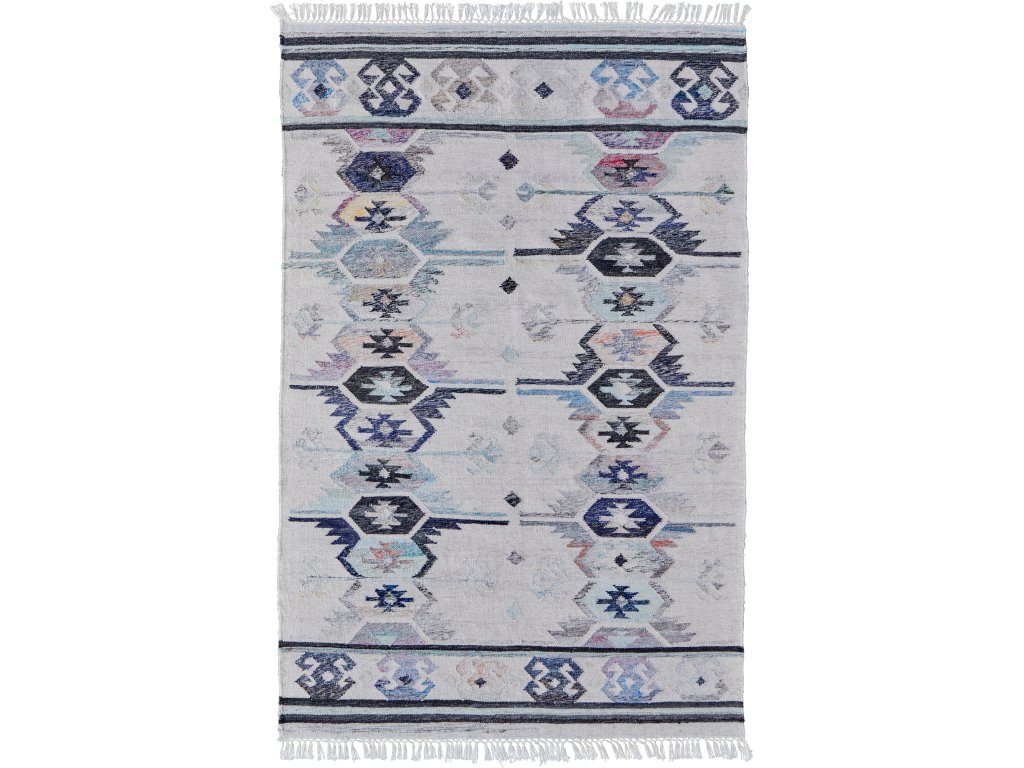 Tillman Transitional Geometric, Ivory/Blue/Pink, 5' x 8' Area Rug - main image