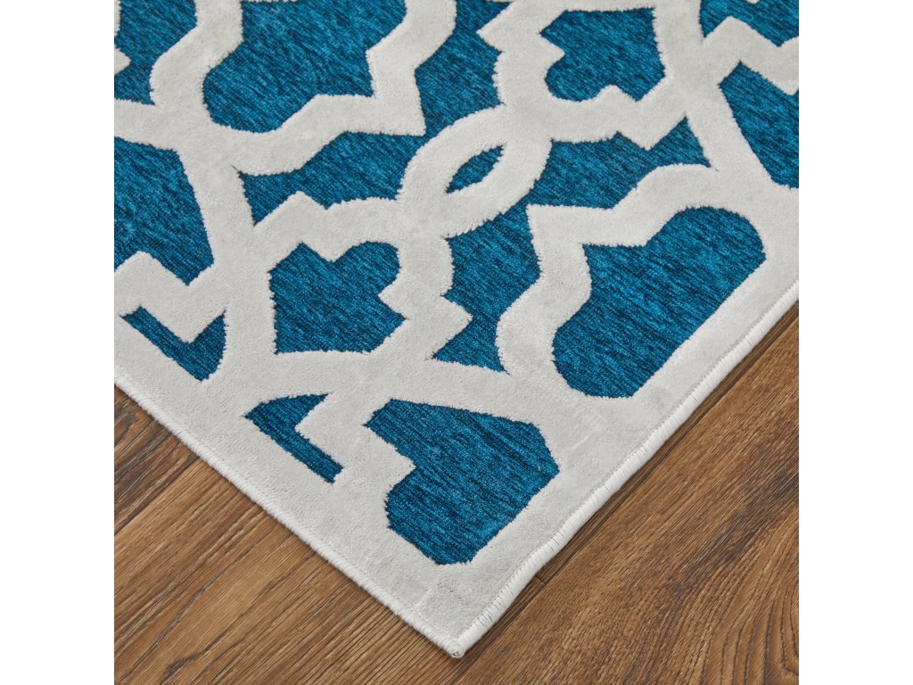 Saphir Mira Modern Geometric, Blue/Green/White, 9'-8" x 12'-7" Area Rug - image 2