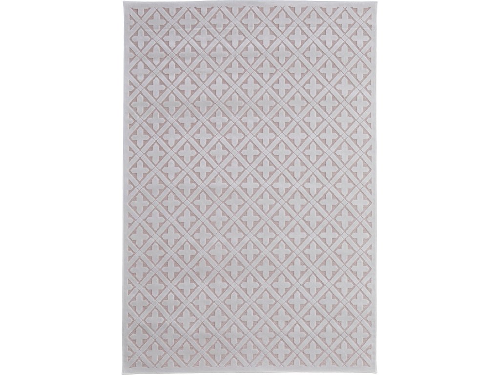 Saphir Mira Modern Geometric, Pink/White, 9'-8" x 12'-7" Area Rug - main image