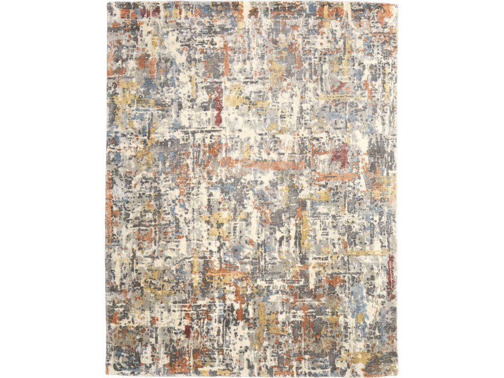 Braden Modern Abstract, Gray/Orange/Tan, 8' x 10' Area Rug - main image