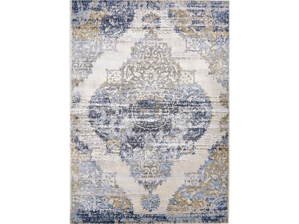 Marigold Transitional Medallion, Blue/Gray/Gold, 1'-8" x 2'-10" Accent Rug - main image