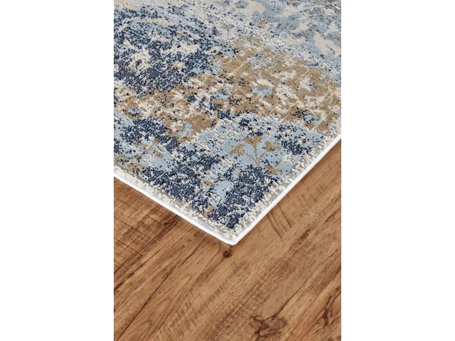 Marigold Transitional Medallion, Blue/Gray/Gold, 1'-8" x 2'-10" Accent Rug