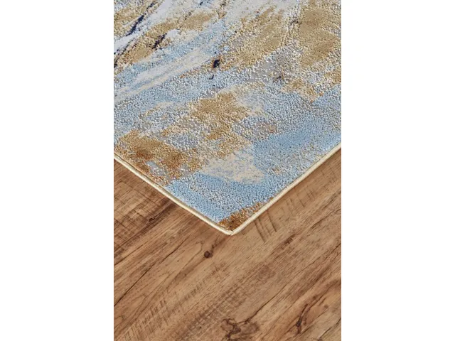 Marigold Modern Abstract, Blue/Gold/Ivory, 5'-2" x 7'-2" Area Rug - Alternative View