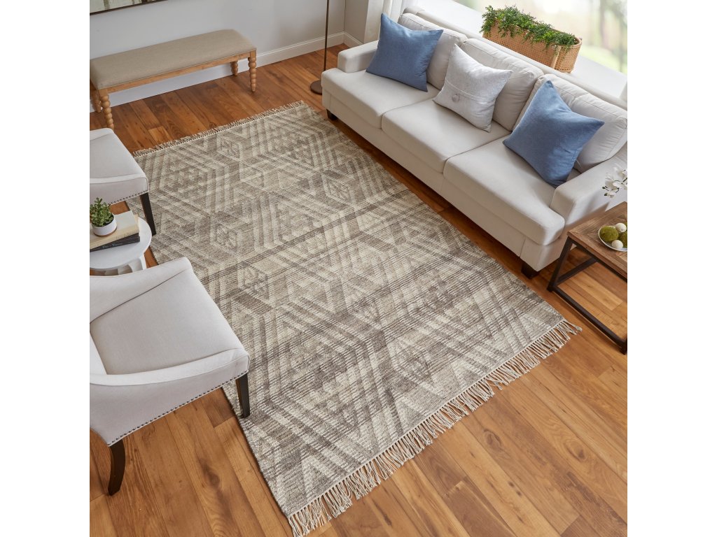 Savona Transitional Diamond, Taupe/Ivory/Gray, 10' x 14' Area Rug - image 1